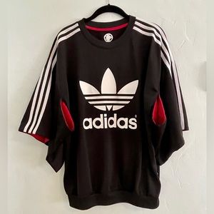 adidas Originals x Rita Ora black & white kimono sleeve top original 3-stripe L